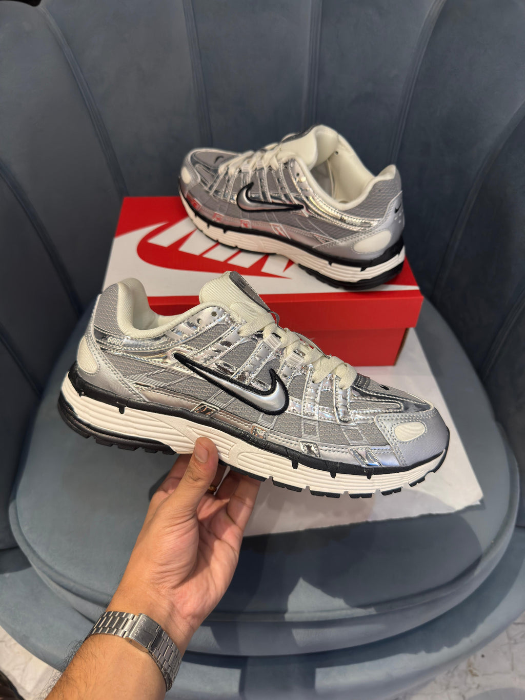 NIKE P-6000 TRAINER METALLIC SILVER BLACK🖤