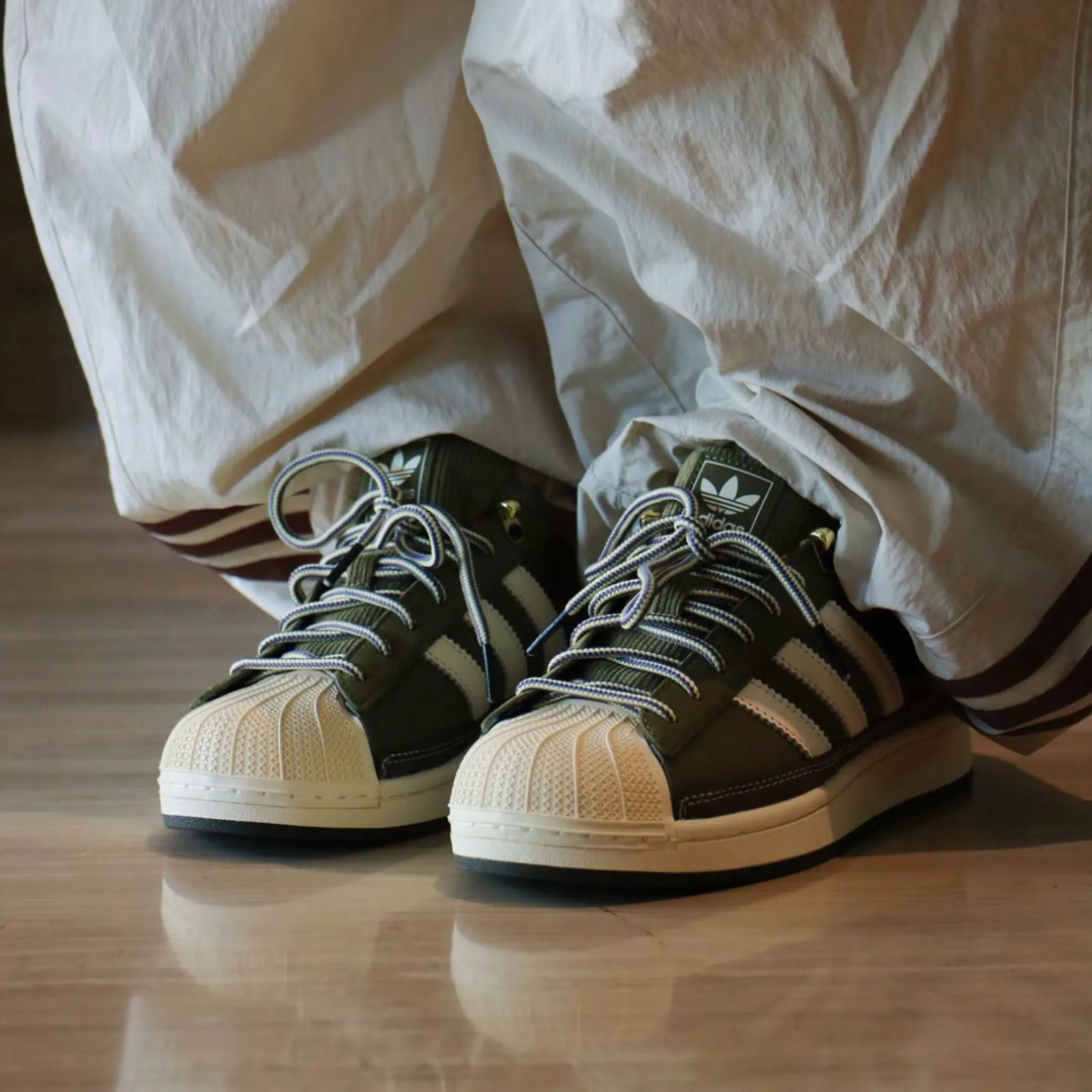 ADIDAS ORIGINALS SUPERSTAR 2ND GENERATION OLIVE GREEN WHITE SOLE